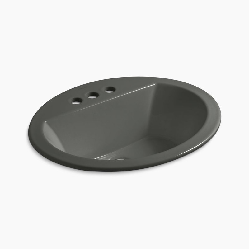 Bryant Ceramic Oval Drop-In Bathroom Sink with Overflow, Thunder Grey, Single