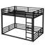 Lit superposé en métal, structure de lit superposé au-dessus du plancher double, lit superposé robuste pour enfants, adolescents, adultes, conception à bruit réduit, noir