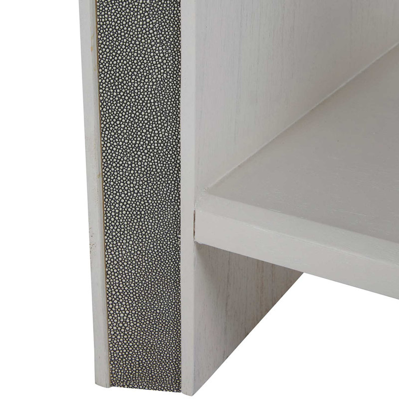 Alford 1 - Drawer Solid Wood Nightstand in White Cerused Oak/Gray/Brass