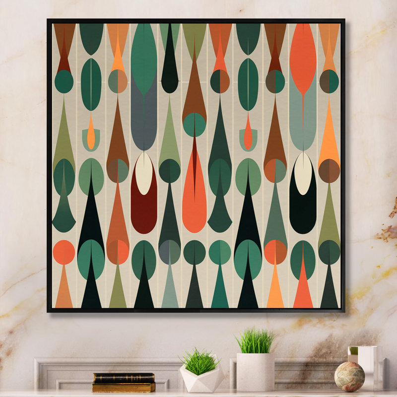 «Retro Abstract Drops X», reproduction sur toile encadrée, H 34 po x l 44 po x P 1,5 po, Cadre flottant noir