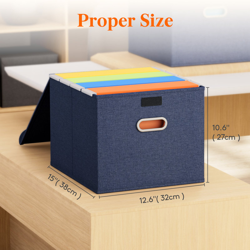 File Organizer Box With Lids, Portable Storage File Boxes With Plastic Slide, Hanging File Boxes Document Storage For School Home Office Supplies, Decorative Folders Storage System