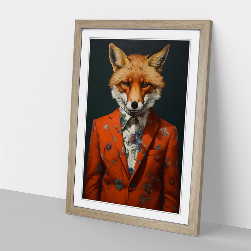 Fox Contemporary - Framed Print, 46cm H x 34cm W x 2cm D, Oak