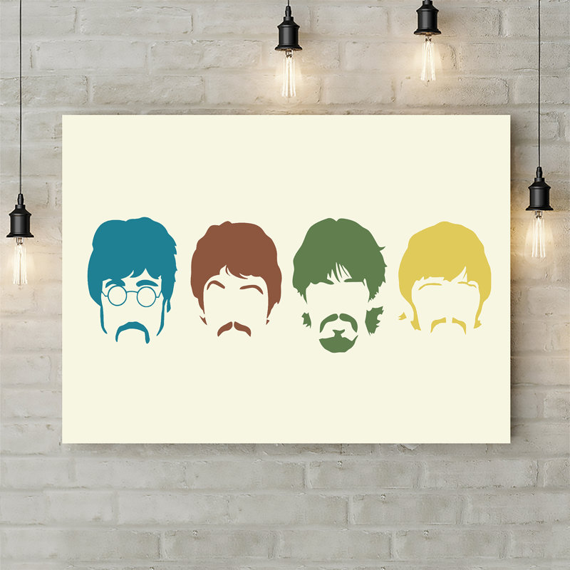 The Beatles Heads Pop Art - Wrapped Canvas Print, 30.5cm H x 40.6cm W x 3.8cm D
