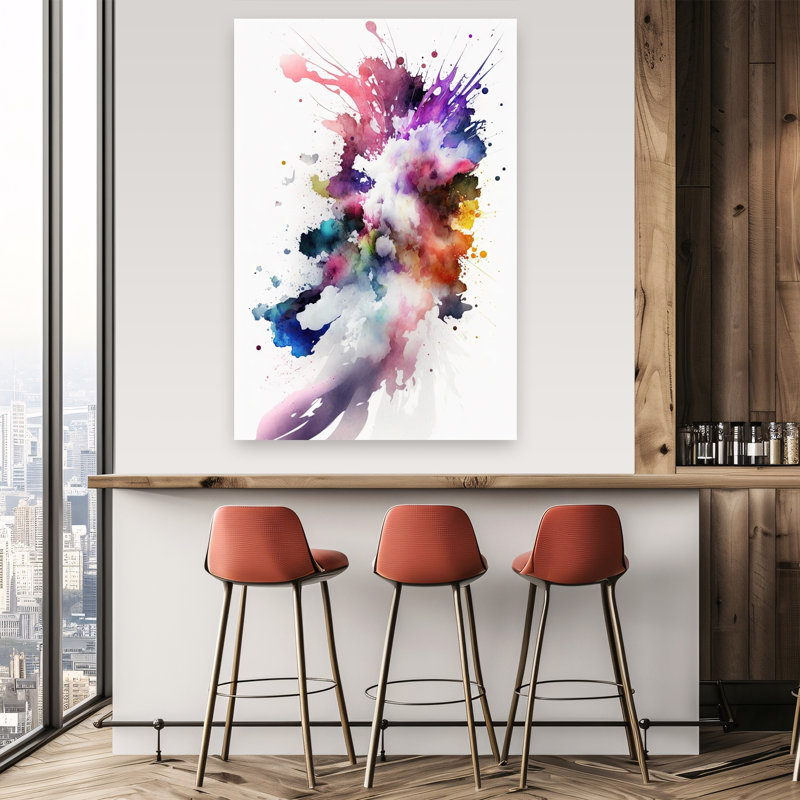 Abstract Color Explosion Abstract Contemporary Modern Violet Wall Art Print, 152.4cm H x 101.6cm W