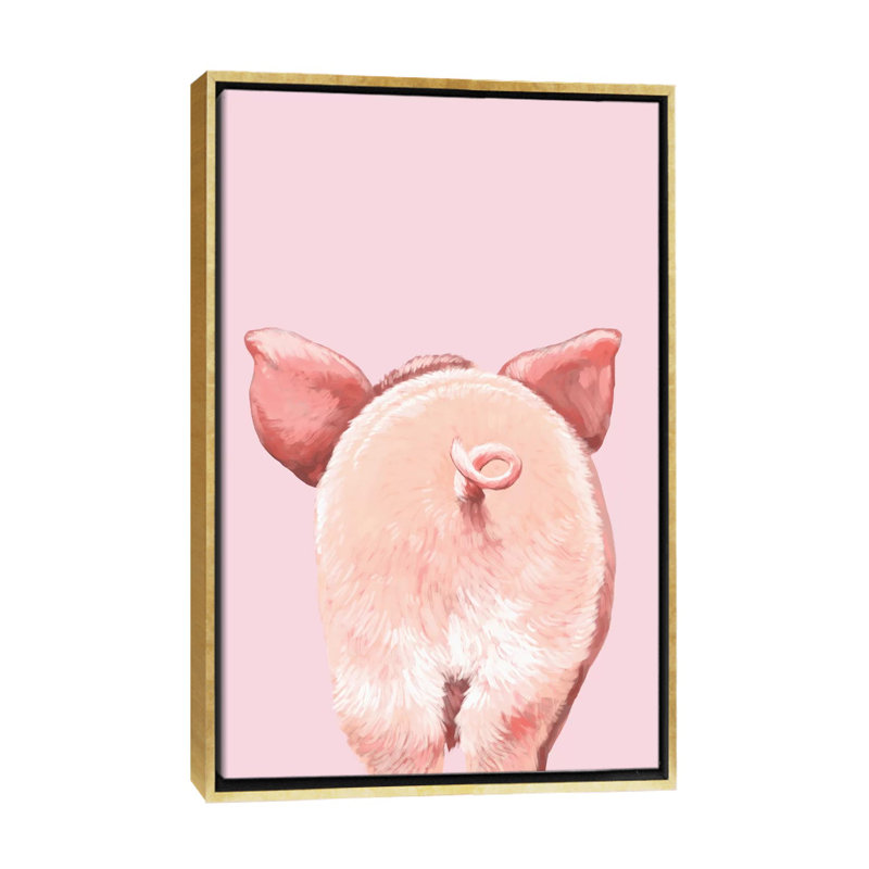 Art de cochon, H 40 po x l 26 po x P 1,5 po, Toile encadrée d'or