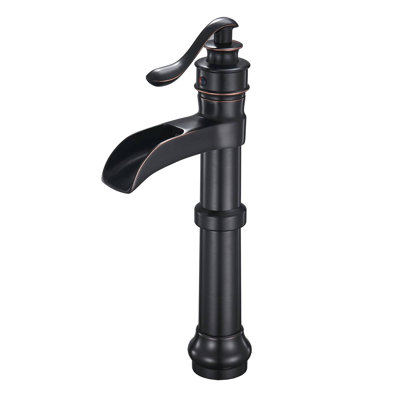 Robinet de vasque de salle de bain à poignée simple avec robinet cascade en laiton