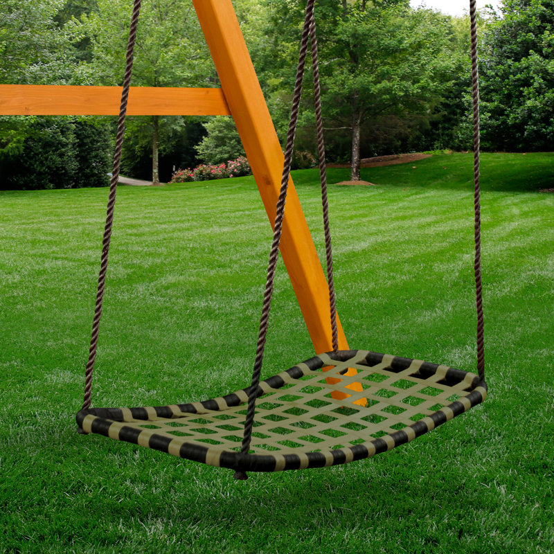 Green and Black Nylon Web Swing with Adjustable Glider Brackets