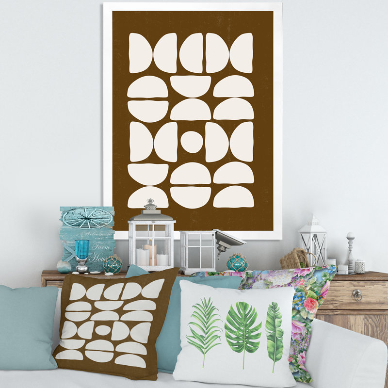 «Abstract Composition of Minimal Half Moons», impression sur toile, Toile blanche encadrée, H 32 po x l 16 po x P 1,5 po