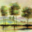 Arbres près du lac - paysages verts, reproduction encadrée-1844629230