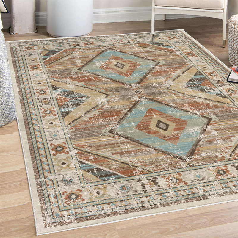 Tapis décoratif Halle-Mai Tribal, Rectangle 4 pi x 5 pi 5 po