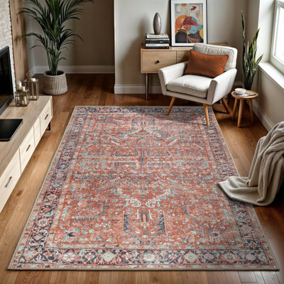Tapis contemporain à tissage plat Terra résistant aux taches et lavable à la machine