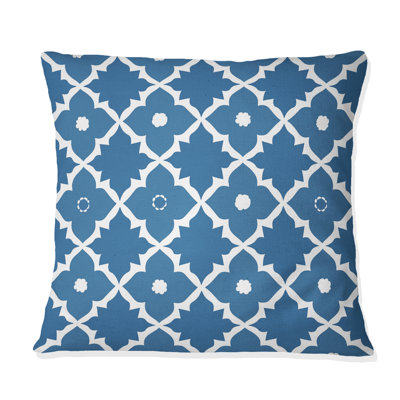Coussin moderne bleu à motif quadrilobe III