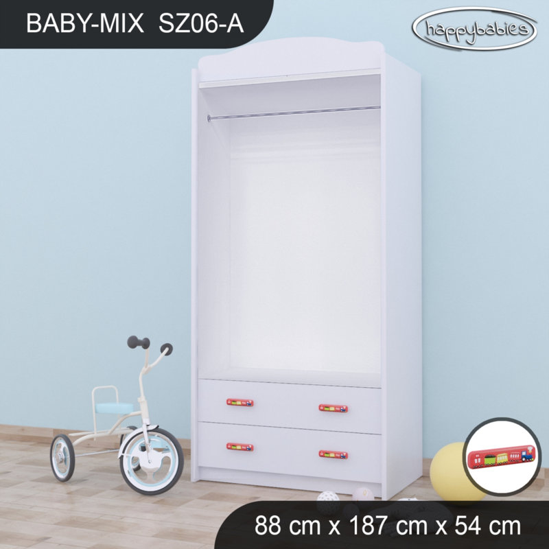 Baby 2 Door Wardrobe, White/Red