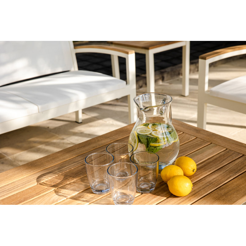 SoHo 42" Square Teak Aluminum Outdoor Coffee Table, Silver