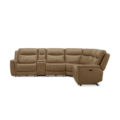 Alexander Dual Power Sectional In Butternut Leather