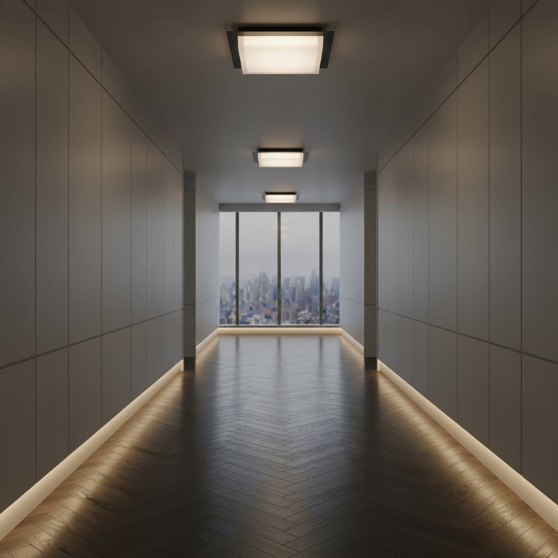 14 inch Square Black Integrated LED Flush Mount