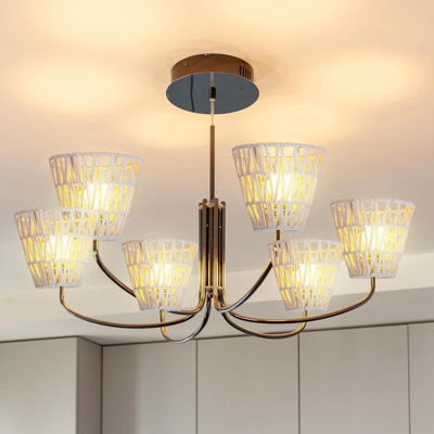 6 Handwoven Rattan Barrel Lamp Shades, 5.9"H X 5"D, 1.53" Fitter For Table, Floor Lamps, Pendant Lights
