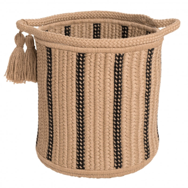 Panier en tissu dublin, Taupe / Noir, H 20 po x l 20 po x P 14 po