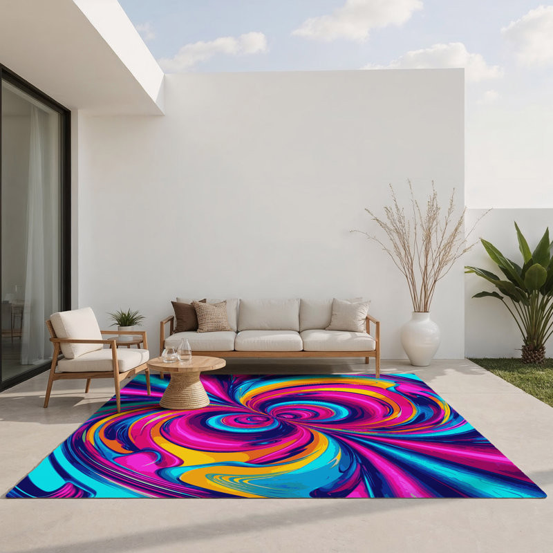 Tapis intérieur et extérieur Hypno Tide, Rectangle 9' x 12'