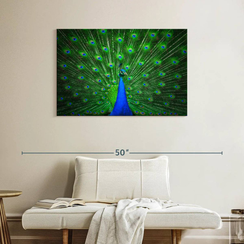 Crowle Bright Green Peacock Feather, 26" H x 39" W
