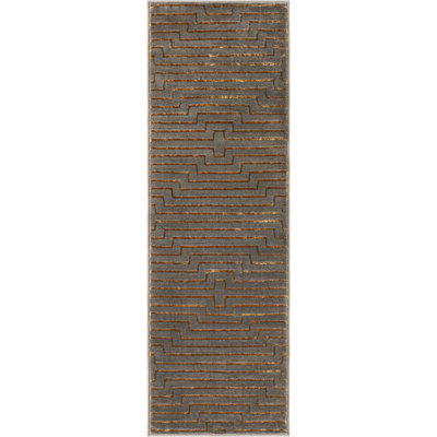 Contemporary Etowah Runner Rug Gray and Gold Color