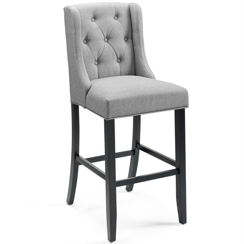 Tabouret capitonné en tissu Baronet, 1, Tabouret de bar (hauteur de 30,5 po), Gris clair