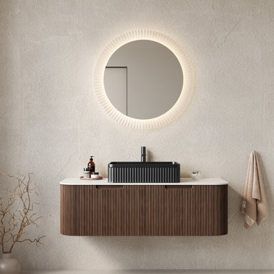 Meuble-lavabo de salle de bain mural avec tiroirs, pré-assemblé