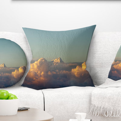 Orange Clouds Colorful Sunset in Sky - Landscape Printed Pillow