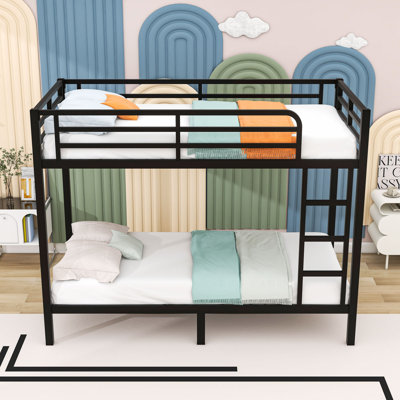 Metal Bunk Bed With Guardrails And Ladder