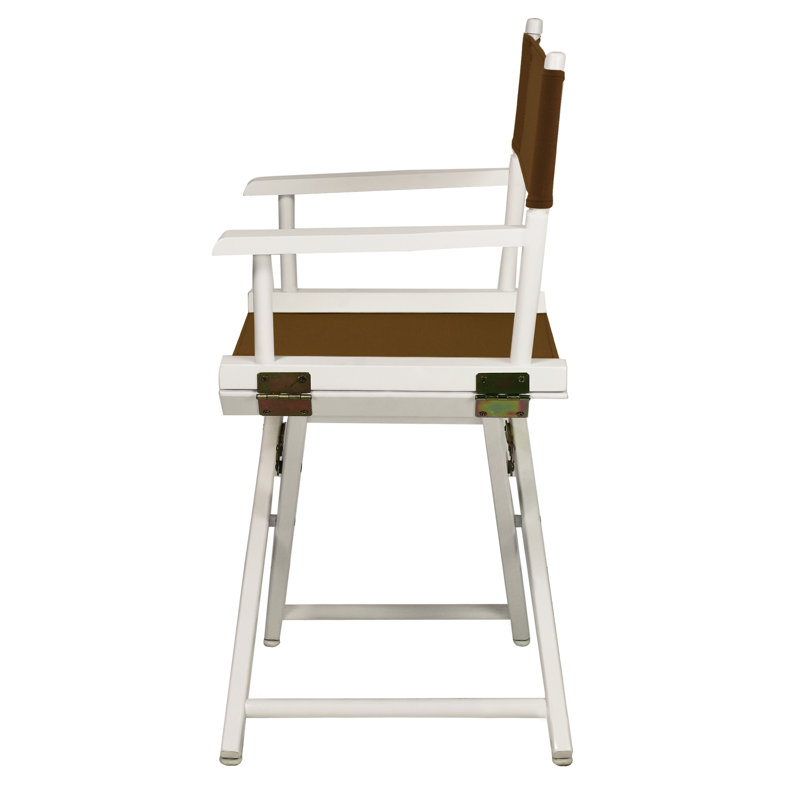 Chaise de réalisateur pliante 18 po, Blanc, Brun