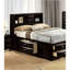 Lit de style contemporain très grand avec pieds et tiroirs avec tête de lit et bibliothèque de couleur noire-1333144887-1333144888