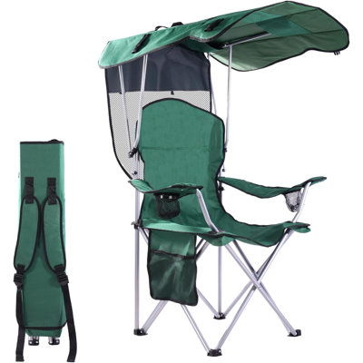 Portable Folding Camping Chairs With Canopy Shade, Beach Chair For Adults, Durable Weather Resistant 600D Oxford Cloth, Camping Chair With Canopy For by Arlmont & Co.