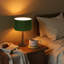 Lampe de table effilée en bois massif 18,5 "avec abat-jour rond en velours, lampe d'appoint moderne en bois véritable avec base E26 pour chambre à coucher et salon-1260446694