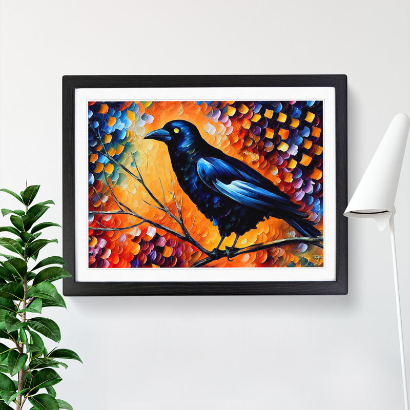 Crow Bird Vol.7 Abstract - Framed Print, 34cm H x 46cm W x 2cm D, Black