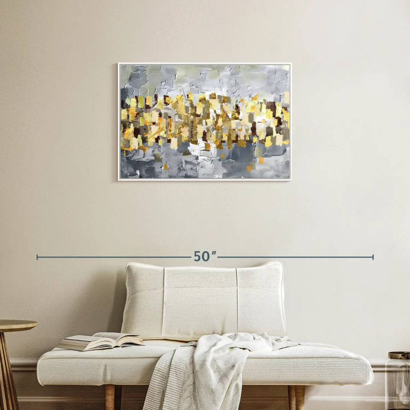 Or et argent Leota, Cadre flottant blanc, 31 po x 21 po