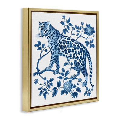Cadre flottant traditionnel avec motif léopard floral orné de lettres et de lignes