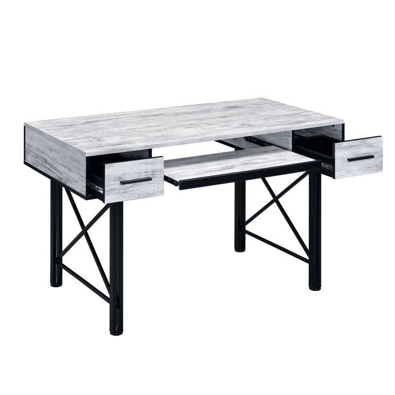 Rectangular Computer Desk With 2 Drawers (Not Including Office Chairs), Antique White