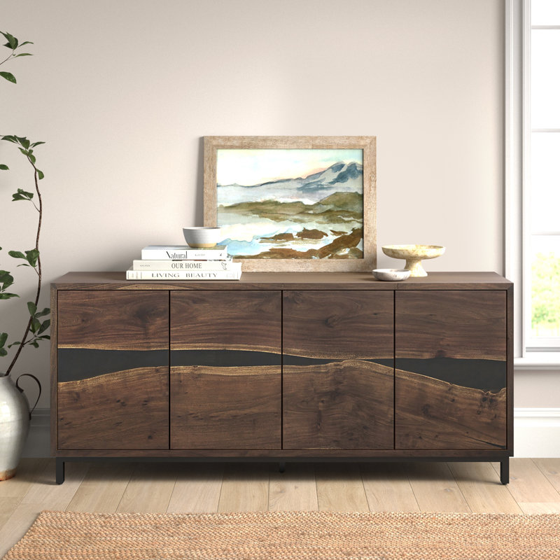 Rundle 68.9'' Brown Wood and Black Resin Sideboard