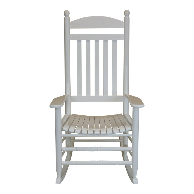 Chaise berçante d'extérieur en bois massif , Blanc mat