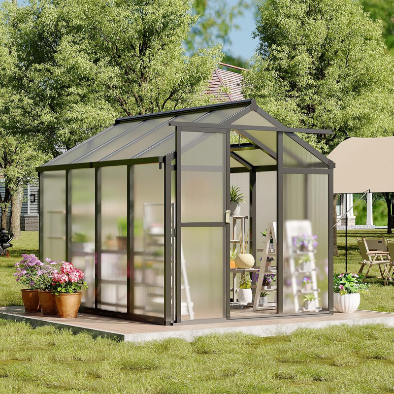 Polycarbonate Greenhouse, Winter Greenhouses For Outdoors,Outdoor Greenhouse With Roof Air Vent, Heavy Duty Walk-In Aluminum Green House For Outside Garden Backyard