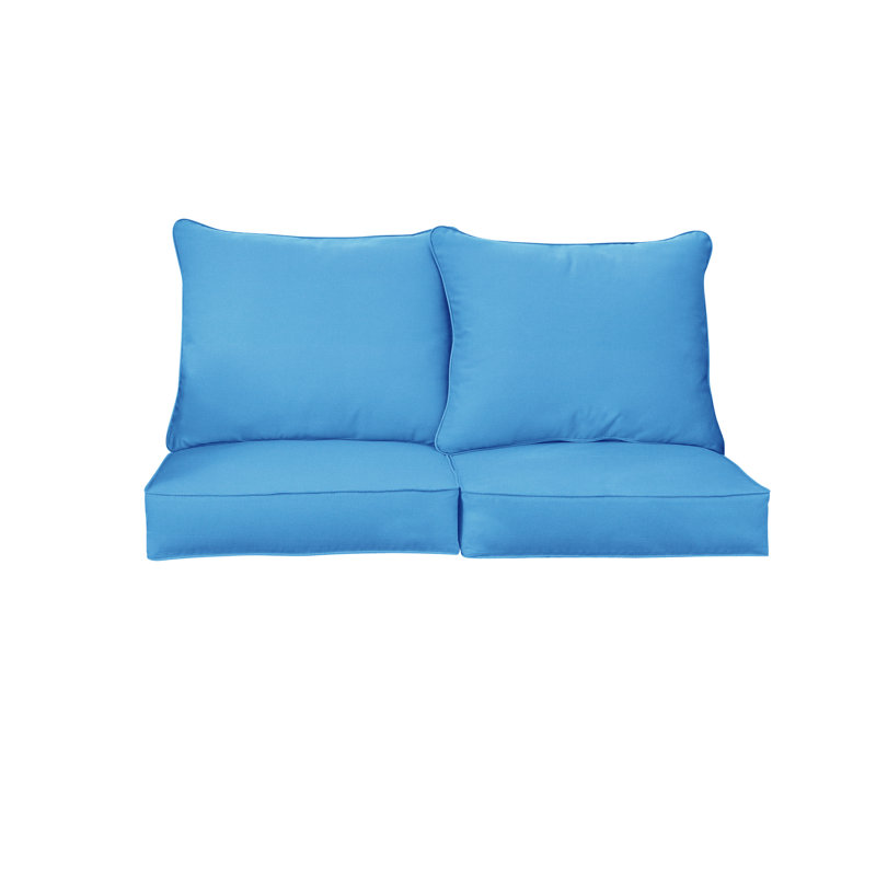 Sunbrella Outdoor Solid Loveseat Pillow and Cushion Set, 22.5 in W x 22.5 in D x 5 in H, Sunbrella - Canvas Hot Pink