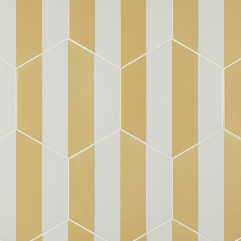 Carreau en porcelaine à motif hexagonal 9 po x 10 po Porto Capri, Beige / Blanc