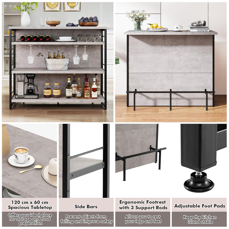 60 cm Iron Home Bar Cabinet, Grey