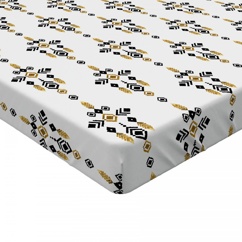 Microfiber Geometric Fitted Sheet, Queen Fitted Sheet