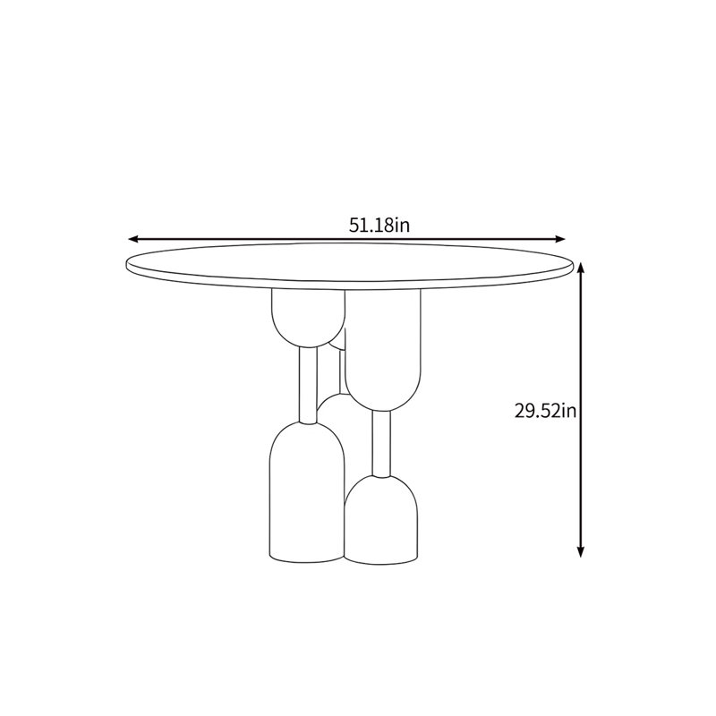 Creative solid wood dining table, 29.52"H x 51.18"L x 51.18"W