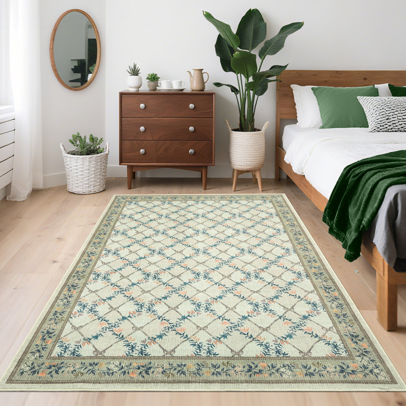 Modern Area Rug Floral Area Rug Low Pile,Washable,mark Resistant,Soft & Thin Carpet for Living Room,Bedroom,or Office Easy to Clean