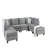 Basic Sectional Sofa, 120" Gray Velvet 8pc Modular  Sofa Sofa