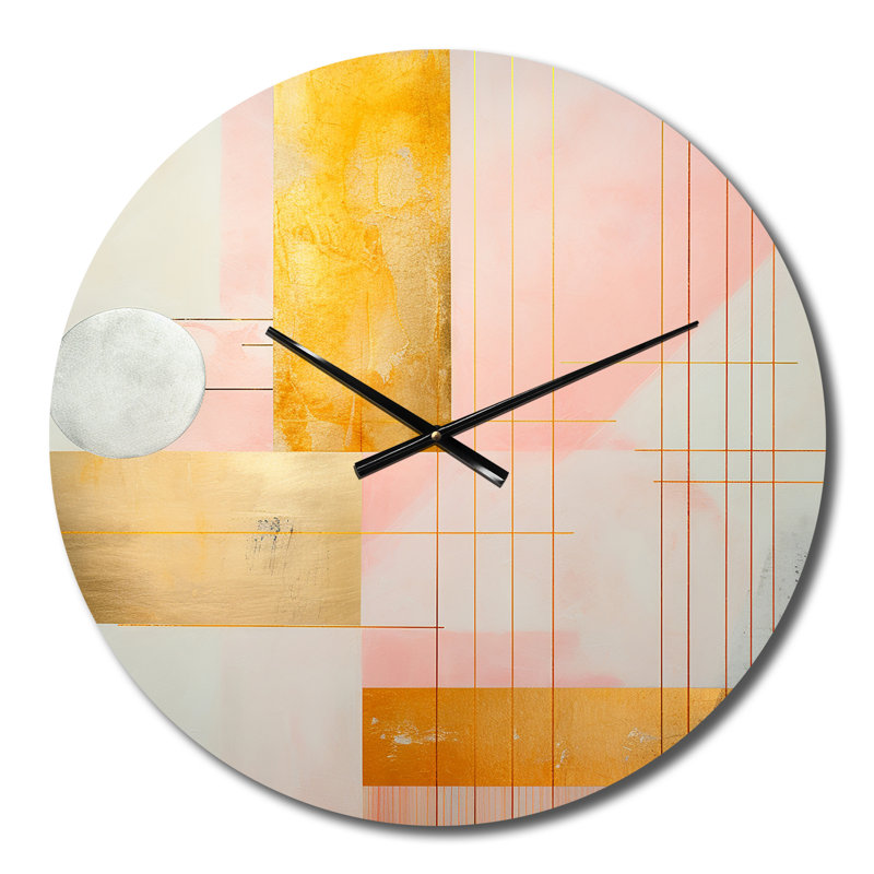 Horloge murale géométrique moderne «I» géométrique rose Serenityin, Petit