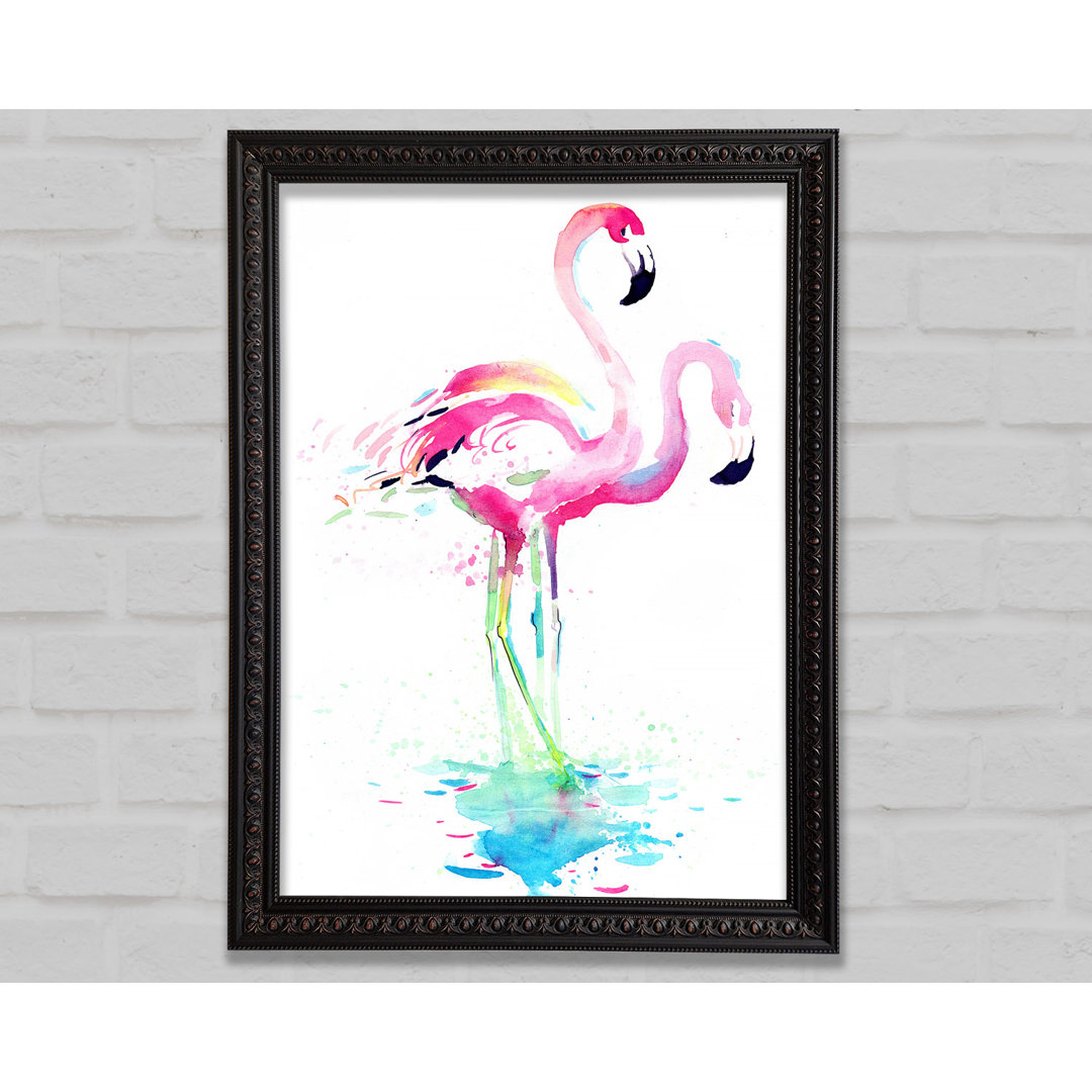 Flamingo Aquarell - Einzelner Bilderrahmen Kunstdrucke