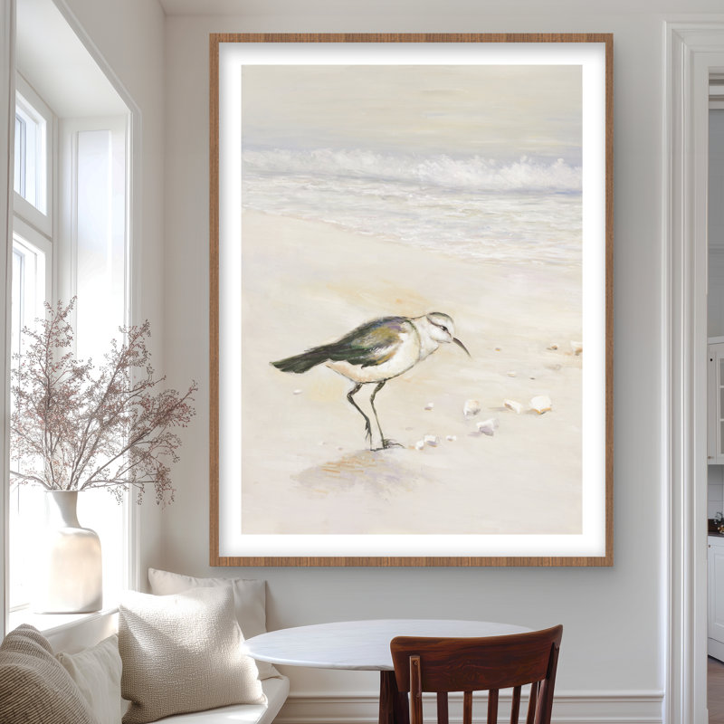Bécasseau semipalmé sur la plage | Reproduction encadrée avec passe-partout